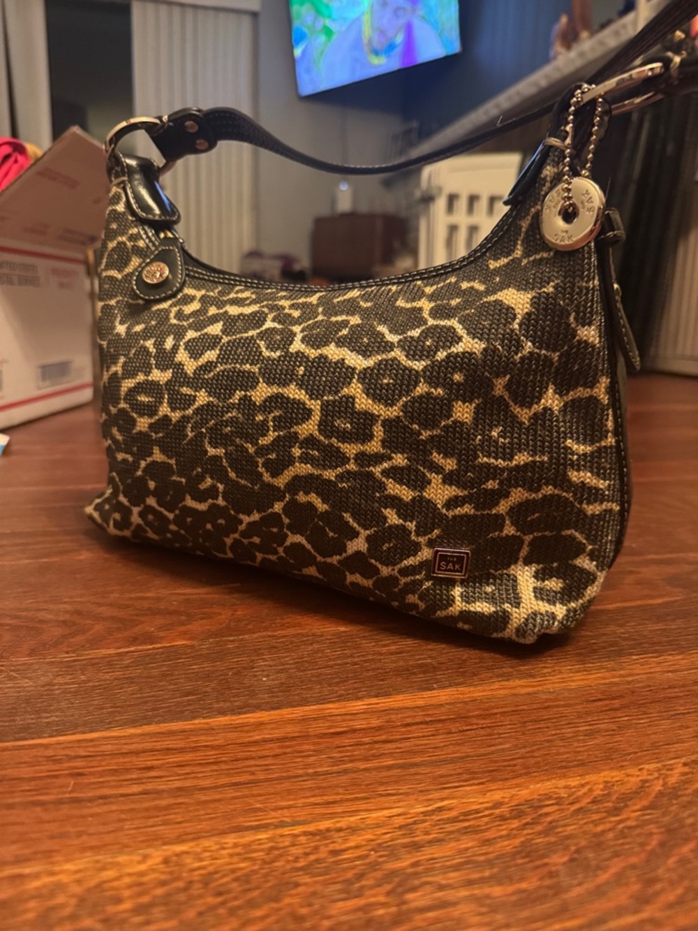 The Sak Leopard Jacquard Shoulder Bag - Black and Gold